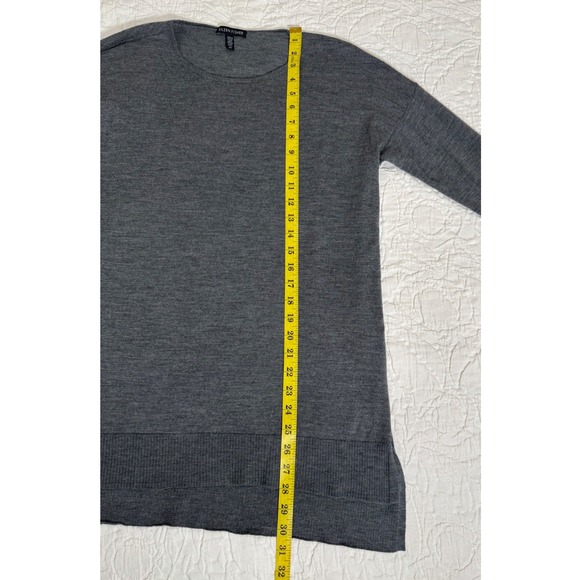 EILEEN FISHER Charcoal Grey Merino Wool Long Sleeve Tunic Sweater Top Size Small - Picture 4 of 6